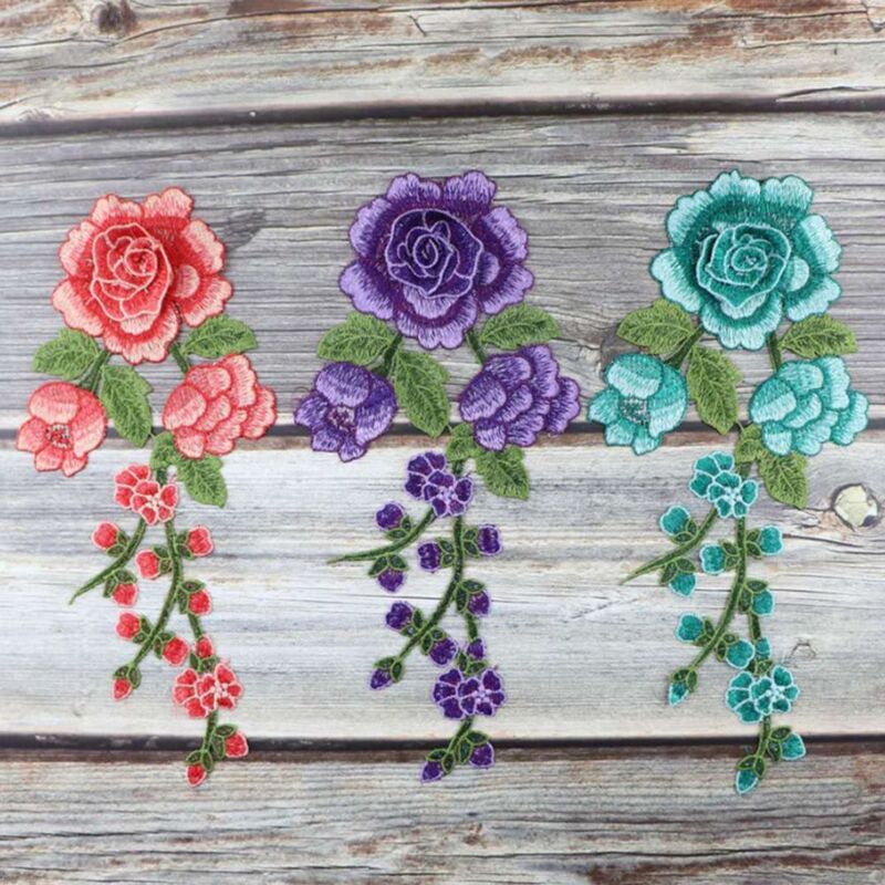 String Flowers Embroidery Patches Clothes Sticker Floral DIY Iron On Patch Embroidered Craft Patches Sewing Clothing Accessories