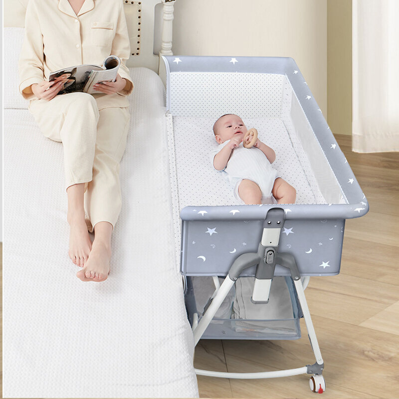 เตียงเด็กเตียงเด็ก Splicing Big เตียงเด็ก Multi-Function พับและ Lifting Bb เปลทารกแรกเกิดเตียงเด็ก