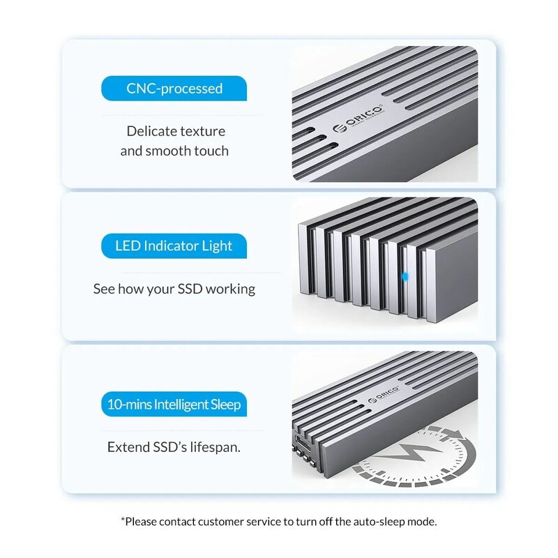 ORICO Aggiornato Tutti In Lega di Alluminio M.2 NVMe SSD Enclosure 10Gbps PCIe M2 SSD Caso NVMe Tasto M Solid State Drive con Cavo