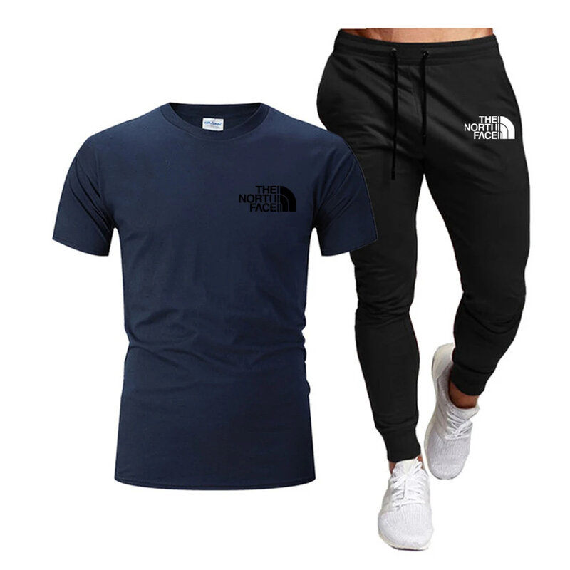 Męskie dwuczęściowe zestawy streetwear, topy z krótkim rękawem, długa bluza, moda letnia, 2024