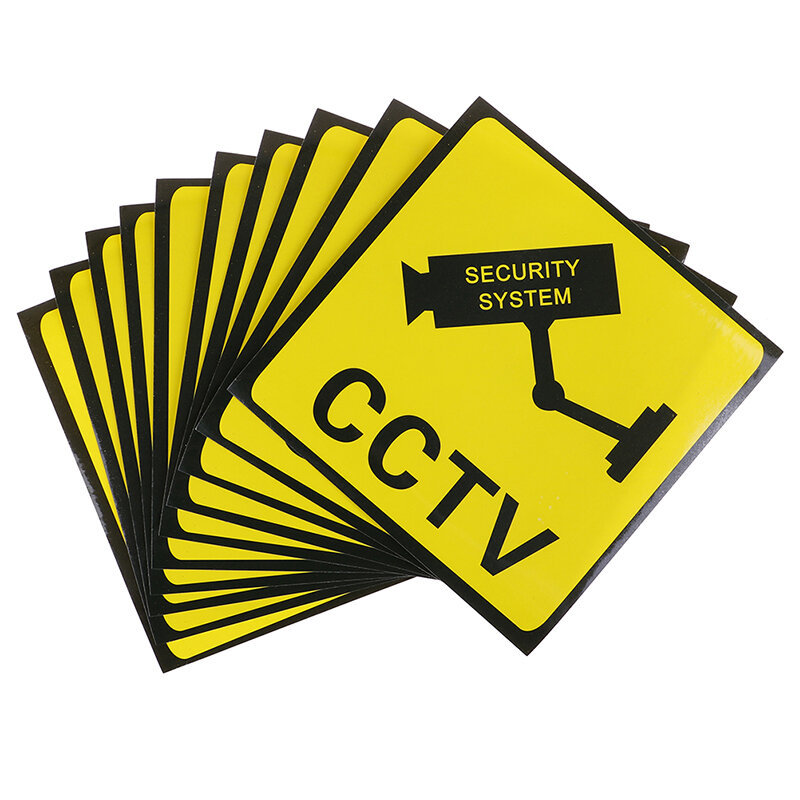 Pegatinas de alarma para cámara de seguridad, señales de advertencia para videovigilancia CCTV, 10 piezas