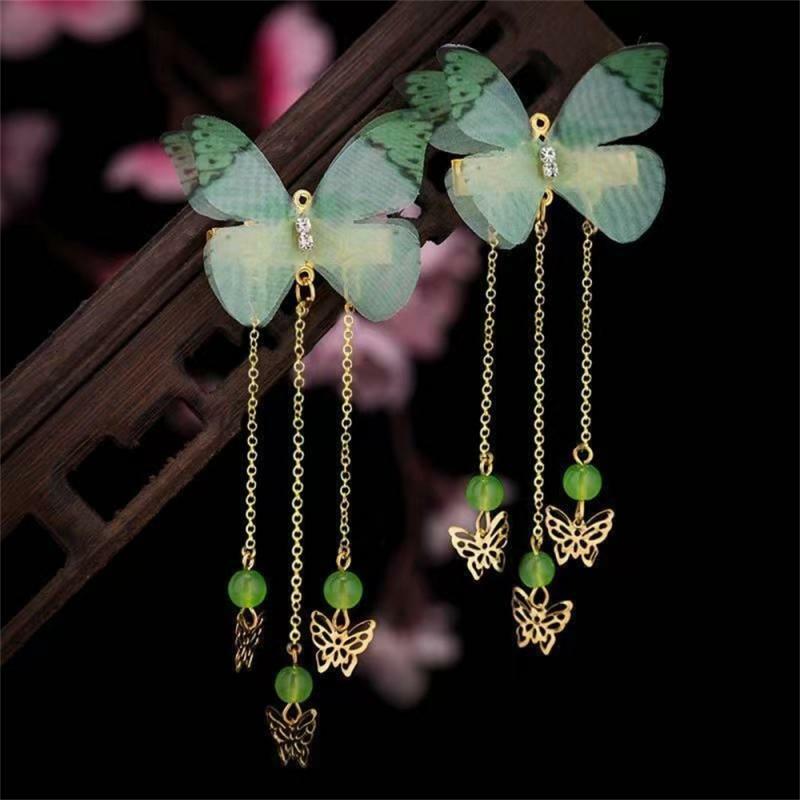 1 ~ 10 paia di forcine per feste squisite artigianato squisito moda accessori Hanfu nappe in metallo con forcina a farfalla retrò
