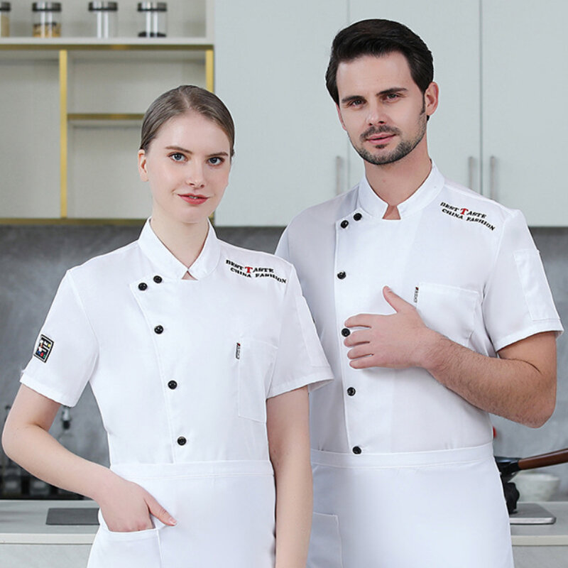 طاه موحدة قميص قصير الأكمام كوك سترة للجنسين مطعم المطبخ النادل