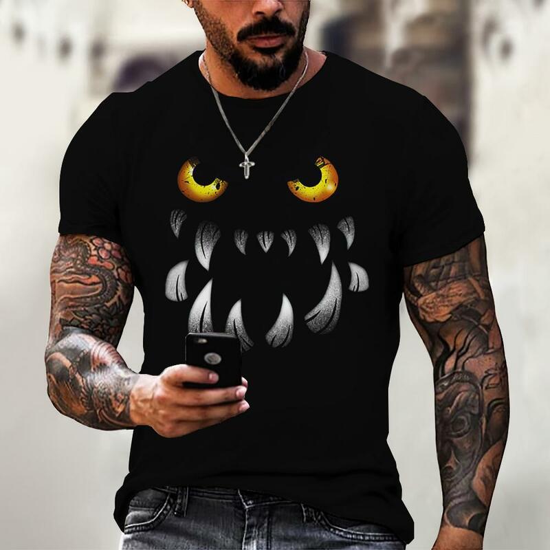 Camiseta con estampado de diablo para hombre, ropa informal de manga corta, holgada, talla grande 4xl