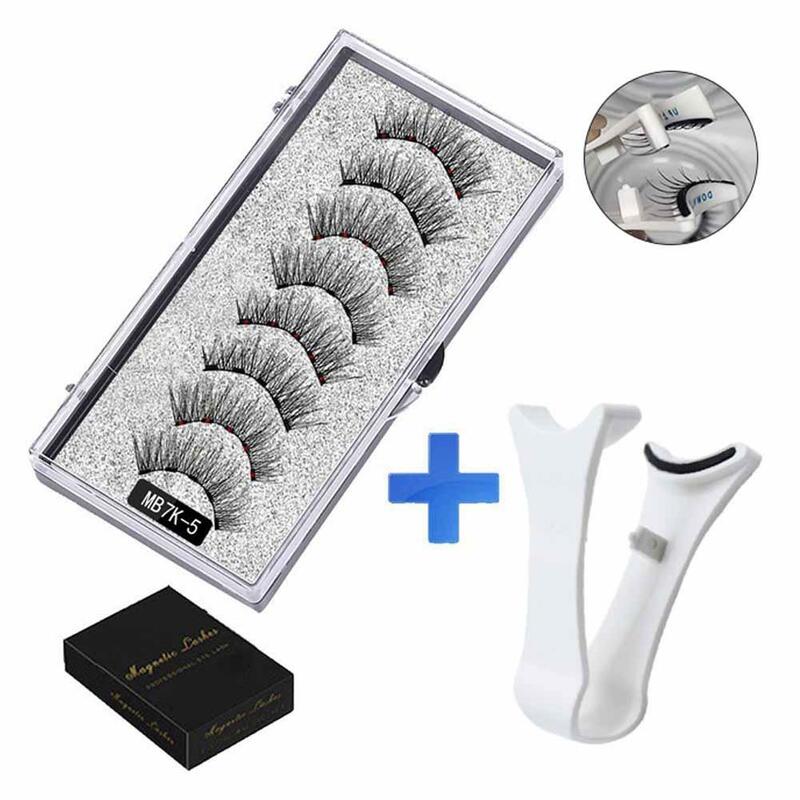 3D Natural Magnetic Eyelashes,With 5 Magnetic Lashes Reusable Eyelashes Support box False Shipping Drop gift Handmade Magne C5U7
