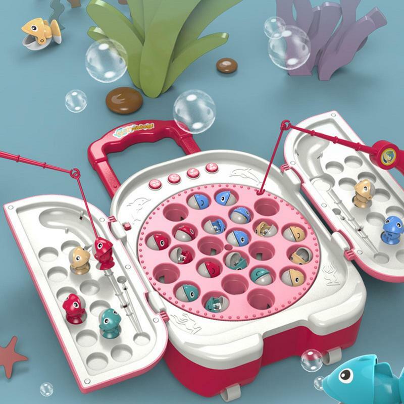 Children Electric Rotating Magnetic Fishing Toys Parent-child Fishing Plate Magnetic Fish Set Interactive Fish Game With Music