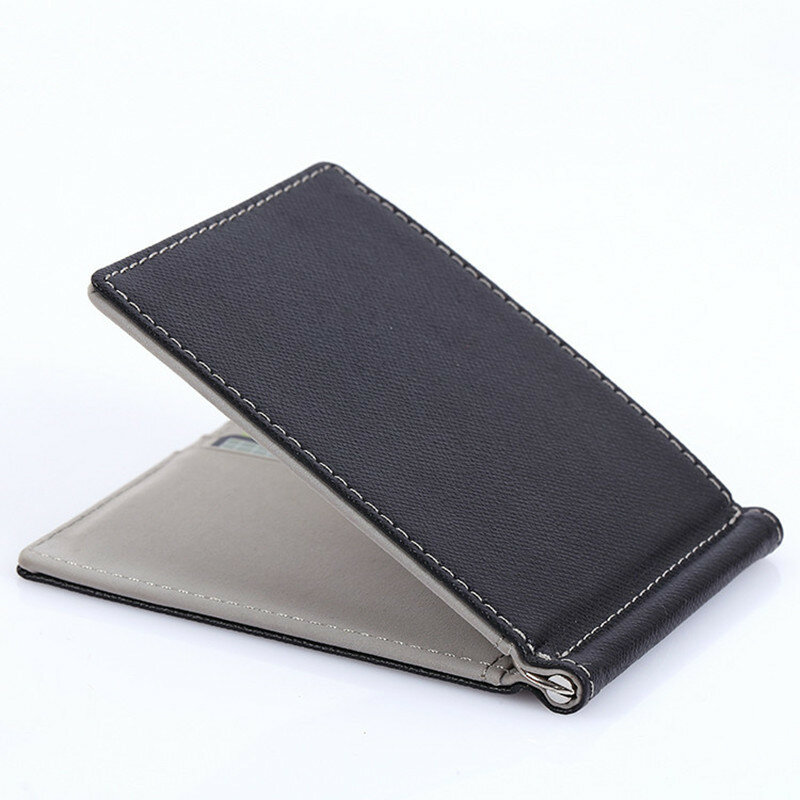 Dompet Kartu Pria Ultra tipis multifungsi dompet kecil ramping kulit PU dompet kartu kredit tempat kartu ID Dompet Mini untuk pria