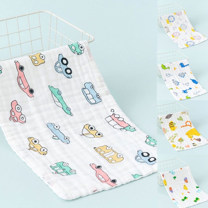 Baby speeksel handdoek zuigelingen flesvoeding slabbetjes 6 laags katoen cartoon bedrukt schattig pasgeboren gezicht