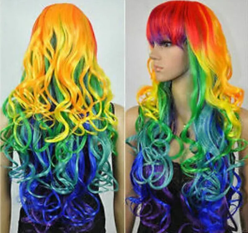 Parrucca spedizione gratuita nuovo arrivo-Lady Sexy lungo ondulato multicolore mix parrucca per capelli 21