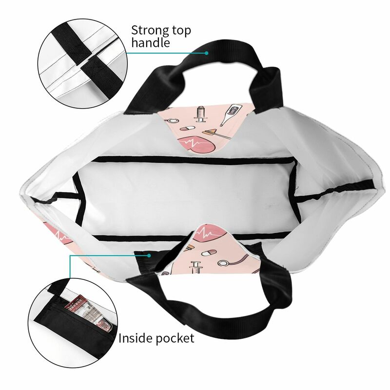 Reusable Funny Nurse Shopping Bag Women Shoulder Canvas Tote Bag Portable Nursing Grocery Shopper Bags