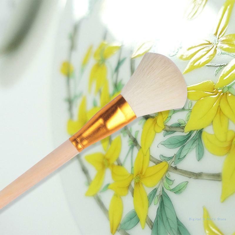 M17F Soft Wool Paint Brushes Wooden Handle for Pottery Ceramic Painting Oil Acrylic Watercolor Drawing Craft DIY Art Supplies
