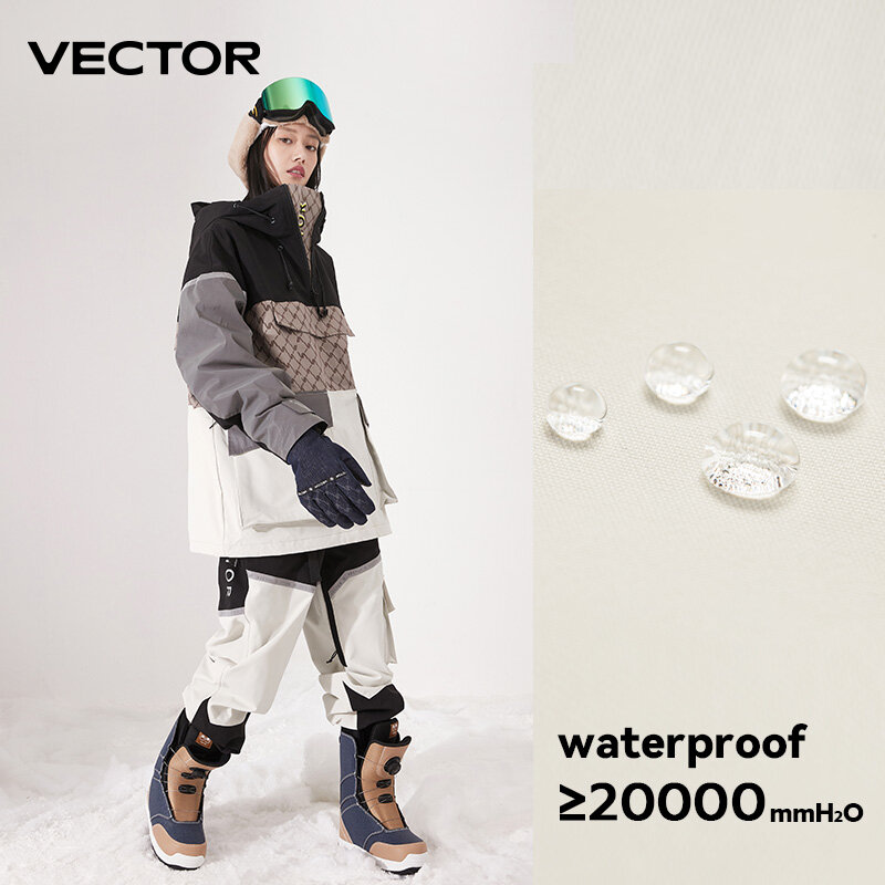 VECTOR Ski Wear Women Man Hooded Sweater Reflective Trend Ski Wear Thickened Warmth and Waterproof Ski Equipment Ski Suit Women