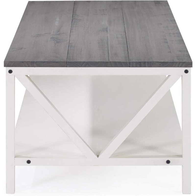 DistMurcia-Table basse ronde en bois, rectangulaire, de 49 pouces, pour salon, étagère de rangement latérale