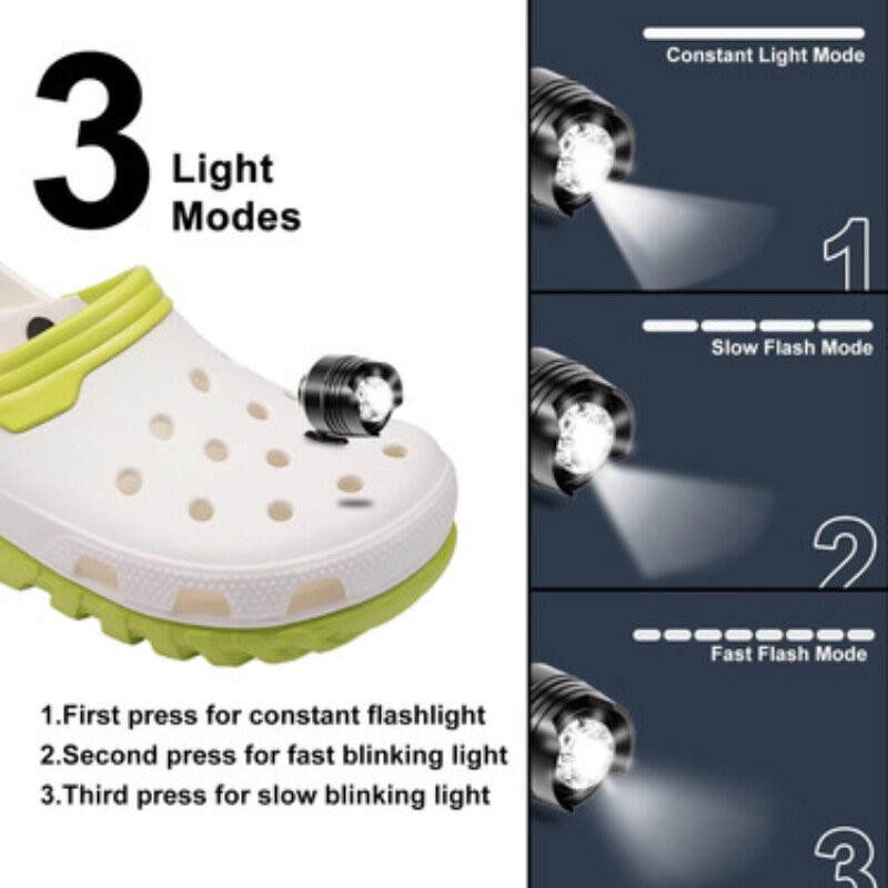 LED Shoe Headlights for Outdoor Sports, Warning Lights, Night Emergency Lamp, Acessórios de iluminação, Caminhadas, Camping, Decoração, 2pcs
