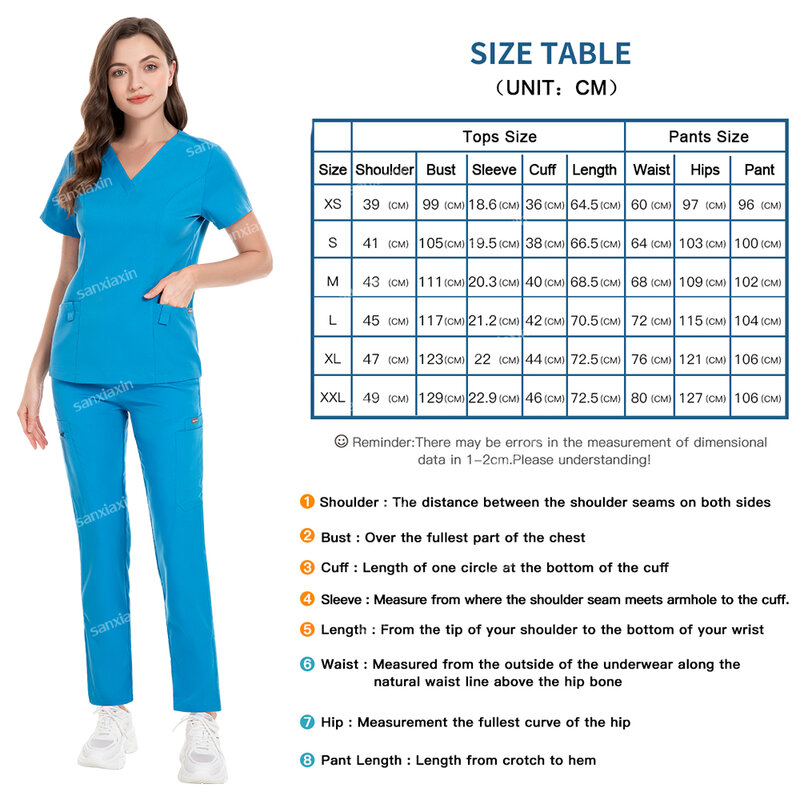 High Quality Pocket Top+Straight Pants Medical Uniform Hospital Workwear Nurse Uniforms Women Nursing Scrubs Sets Beauty Uniform