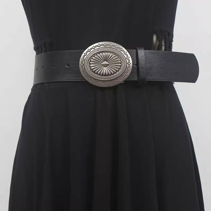 Moda donna Vintage fibbia nero PU Cummerbunds vestito femminile corsetti cintura cinture decorazione cintura larga R1622