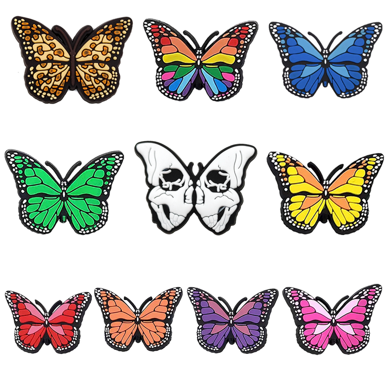 1-8 Stück bunte Schmetterling PVC Schuh Charms hochwertige DIY Schuh zubehör passen Clogs dekorieren Mädchen Kinder Geschenke