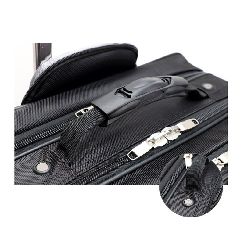 New 18" Travel Bag Black Oxford Waterproof Suitcases Luggage For Women/Men With Spinner Aluminum Alloy Telescopic Rod