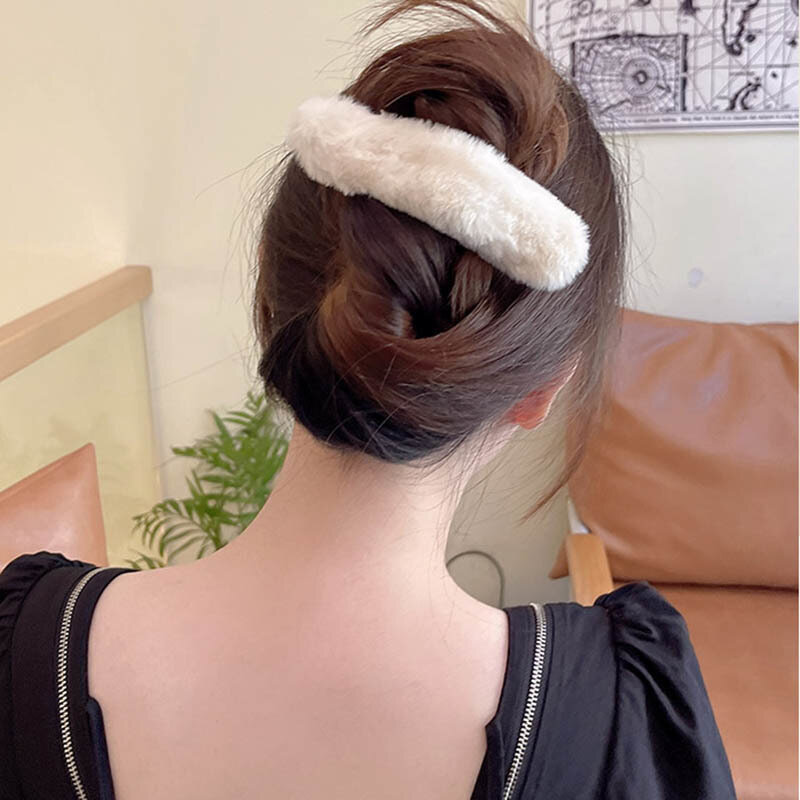 Jepit Rambut Elegan Solid Lembut Headwear untuk Wanita Aksesoris Rambut Mode Geometris Besar Jepit Rambut Cakar Jepit Rambut Elegan
