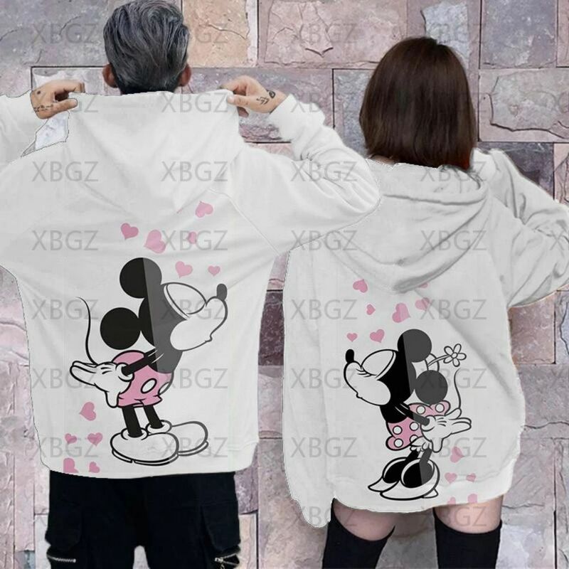 คู่ชุดเสื้อกันหนาวผู้หญิงเด็กชาย Minnie เมาส์ Hoodies พิมพ์ Top Disney เสื้อผ้าผู้หญิงแฟชั่น
