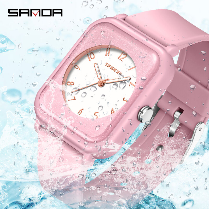 SANDA-reloj cuadrado para hombre y mujer, accesorio de pulsera resistente al agua, versátil, ideal para actividades al aire libre, tendencia de moda, novedad de 2023, 6127