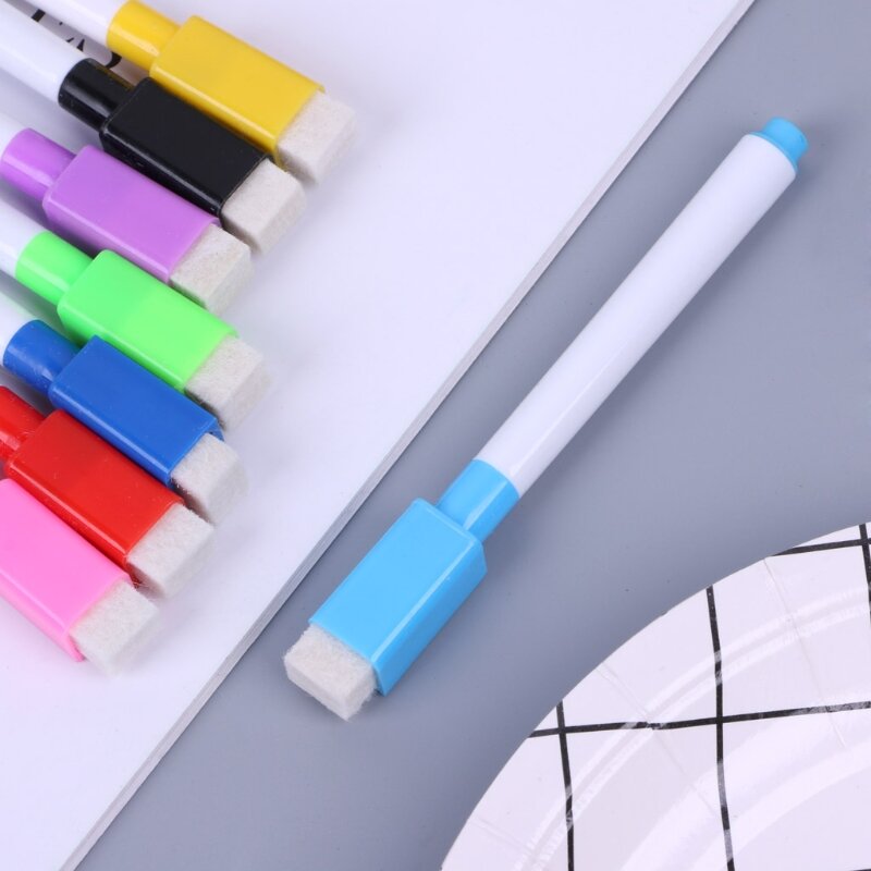 Juego bolígrafo pizarra magnético, marcador borrable, suministros escolares oficina, 8 colores, 1 Juego