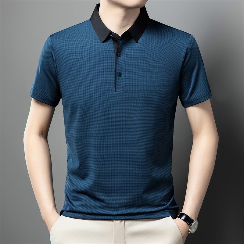 Рубашка-поло мужская с лацканами, модная Повседневная блуза в деловом стиле, простой тренд на лето