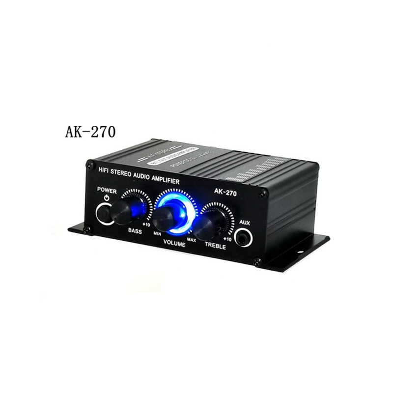 AK-270 AK270 12V Mini HIFI Power Amplifier Audio Home Car Theater Amplifier 2 Channel Amplifier USB/SD AUX Input
