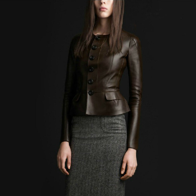 2023 New Vintage 100% cappotto di pelle di pecora femminile elegante giacca in vera pelle naturale donna autunno primavera vera pelle Co