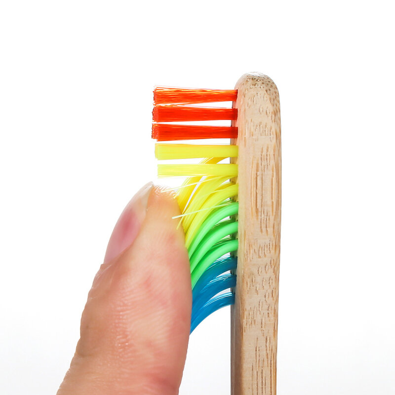 Cepillo de dientes de bambú Natural para adultos, 10 piezas, desechable, Biodegradable, respetuoso con el medio ambiente, suave, colorido