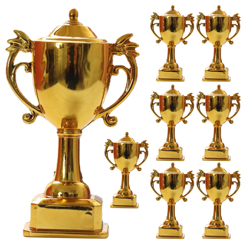 Prêmios e Troféus em Miniatura Plástica, Decorações do Troféu do Bolo, Ornamento para Crianças, Decoração, 8 Pcs