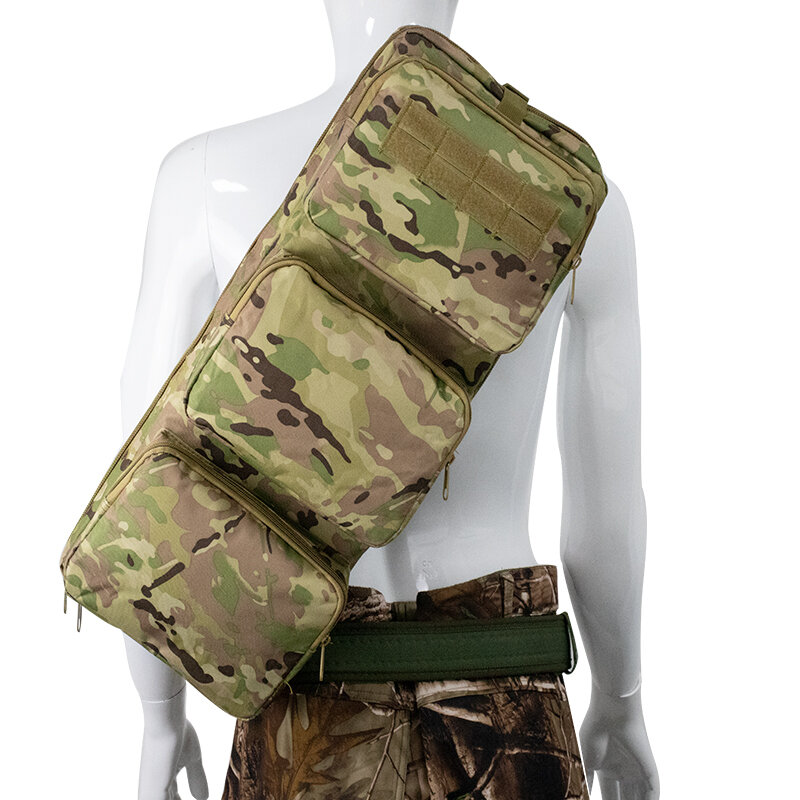 Cerca de 65cm tático caça mochila rifle de ar quadrado transportar saco com alça de ombro caso proteção arma mochila 1000d náilon