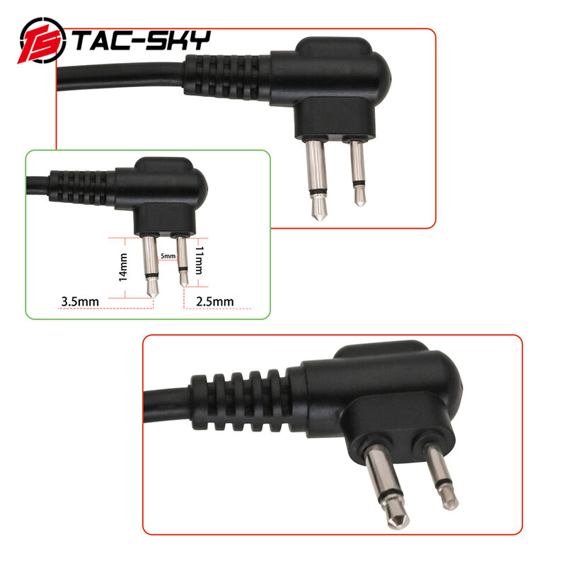 TS TAC-SKY U94 V2 PTT Compatible Tactical Headset Intercom Adapter MOTOROLA 2-WAY VER 2Pin Plug Headphone Accessories