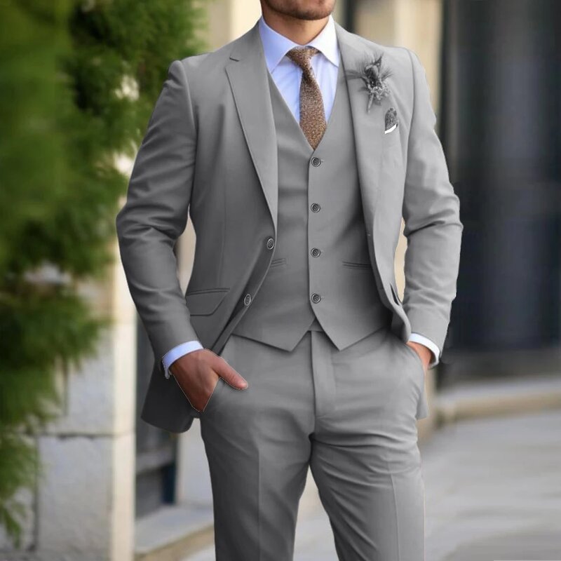 Wedding Tuxedos One Button Blazer Groomsmen Shawl Lapel Men Suits Slim fit Groom Wedding/Prom Man Blazer Jacket Pants Vest