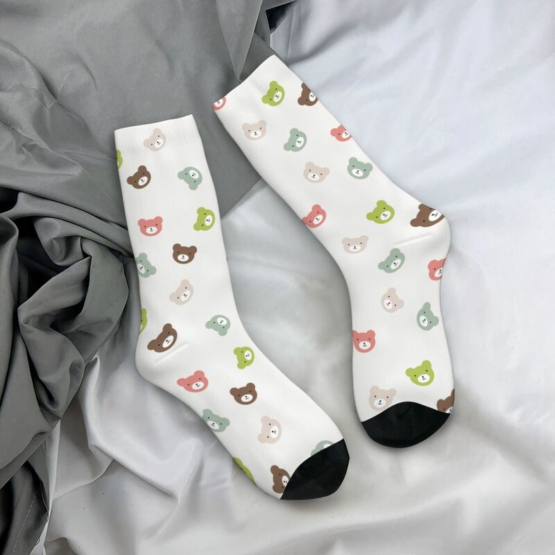 Autumn Winter Crazy Design Women Men Cute Cartoon Bear Animal Socks Sweat Absorbing Middle Tube Socks