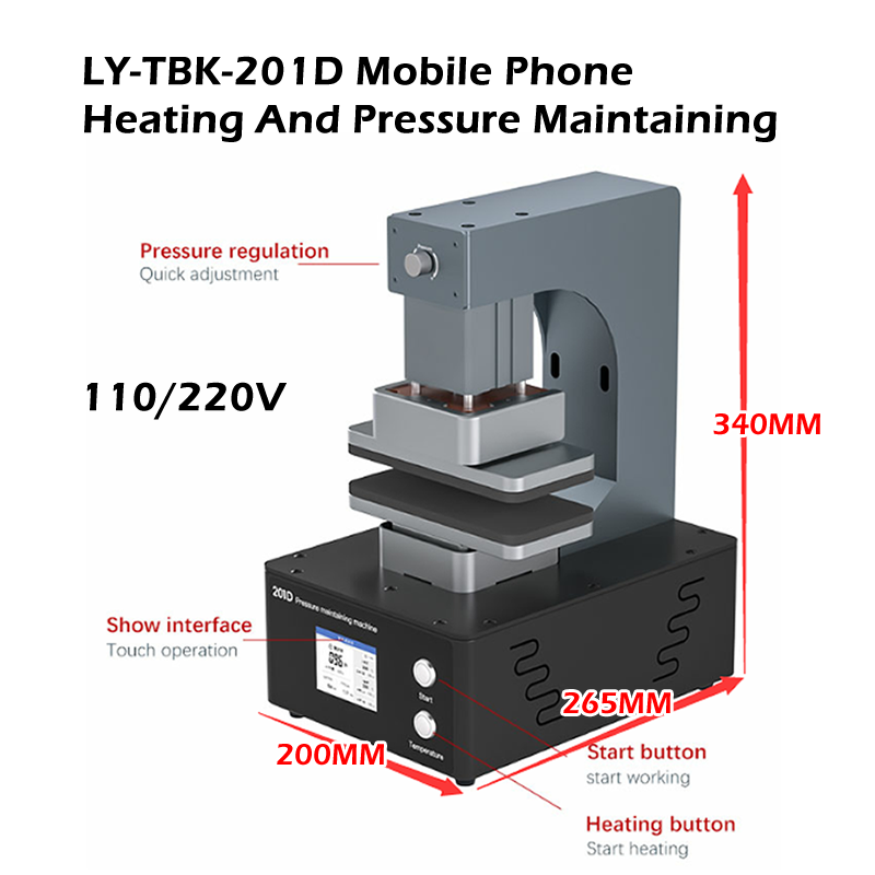 Chauffage LY-TBK-201D de téléphone portable et machine de maintien de pression compatible pour les écrans droits incurvés