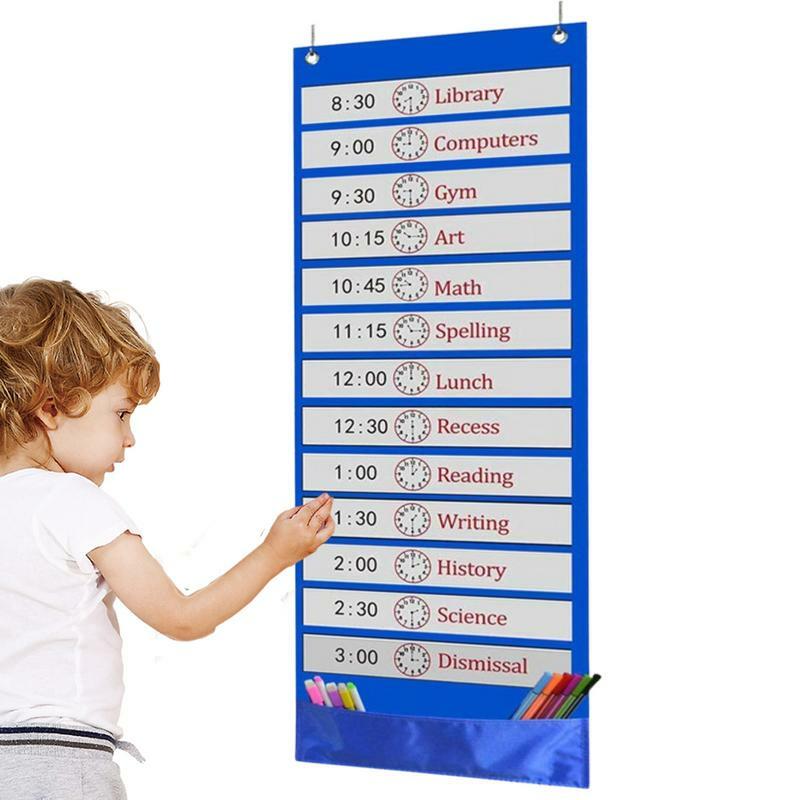 Kids Pocket Chart Schedule Daily Schedule And Word Study Pocket Chart With Reversible Dry Erase Cards Pocket Chart With 18 Dry