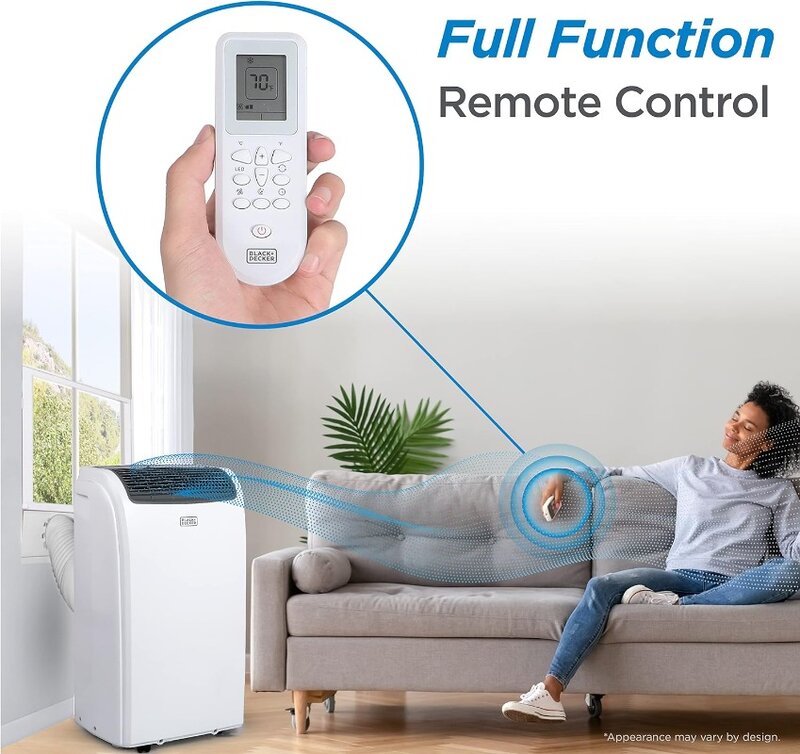 AC Remote Control Portable Air Conditioner, 14,000 BTU +HEAT, White, BPACT14HWT