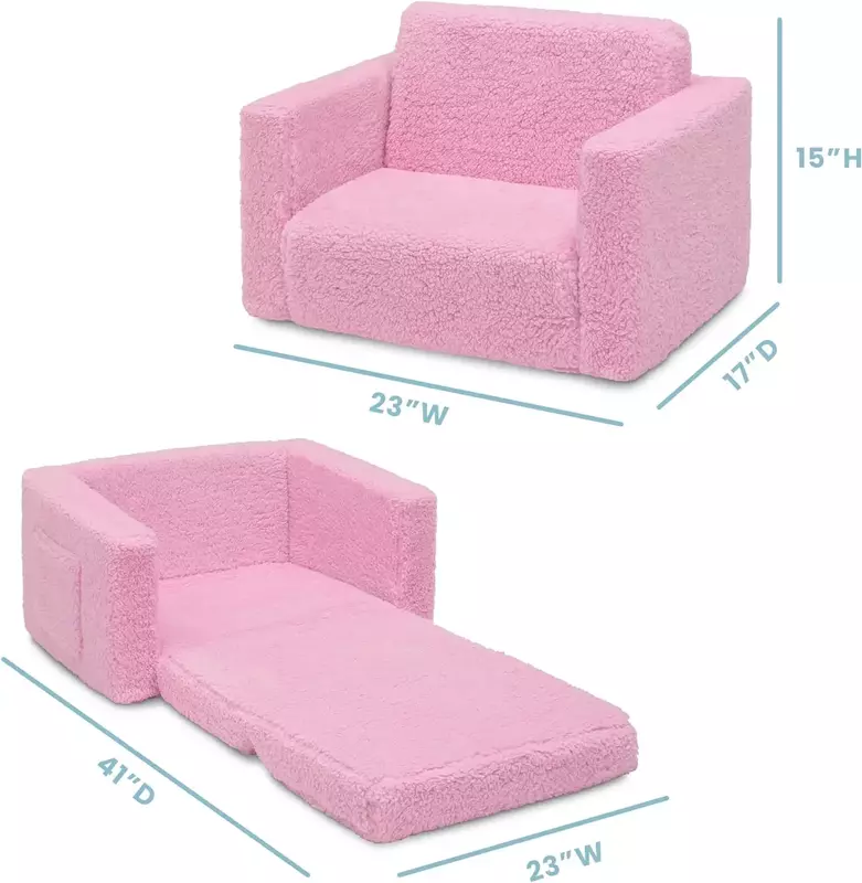 Раскладной шезлонг Sherpa 2-в-1, кресло-трансформер для детей, розовый цвет
