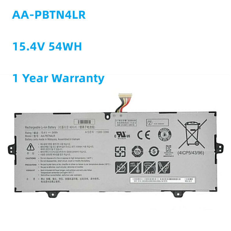 Batería de AA-PBTN4LR para ordenador portátil Samsung, 15,4 V, 54WH, BA43-00, para NP940X5M-X02US, NOTEBook 9 PRO 15, NP940X5N, NT950QAA