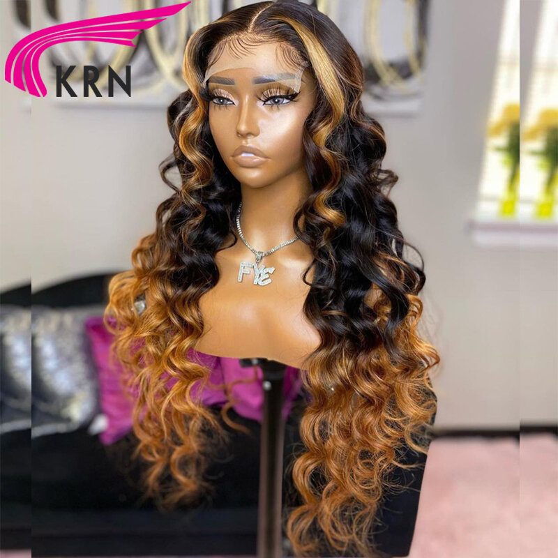 KRN Ombre Highlight Blonde 13x4 Lace Front Wigs Brazilian Hair 13x6 Lace Wig with Preplucked Hairline Human Hair Closure Wigs