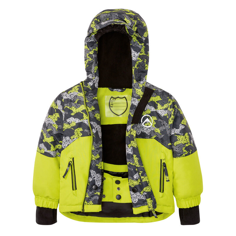 겨울 어린이 스키 슈트 탑 방풍 방수 플러시 따뜻한 야외 스포츠 재킷, 소년 소녀 코튼 재킷, 애니메이션