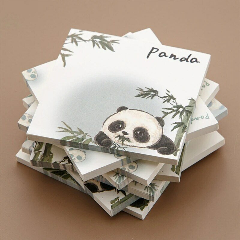 Catatan Tempel Portabel Bantalan Catatan Bambu Panda Lucu Diposting Tahan untuk Daftar Periksa Pengingat 50