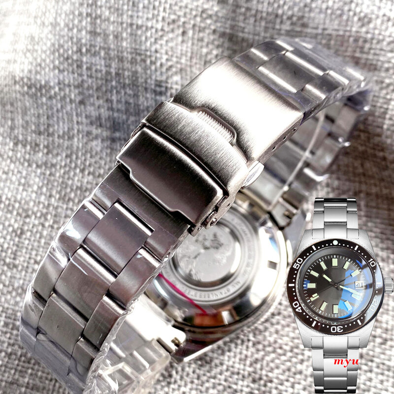 Nologo-Correa de reloj 62mas, pulsera de acero inoxidable para Tandorio, buceo, resistente al agua, cepillo de reloj, banda de reloj de extremo curvo 316L