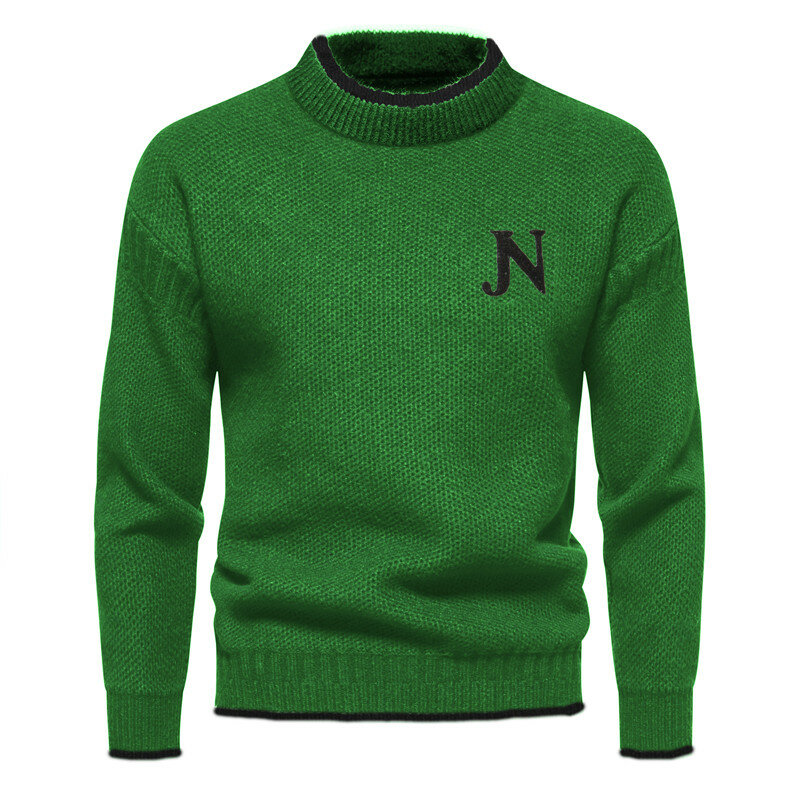 Men's Autumn and Winter New Warm Sweater Knitted Bottom Letter Solid Casual