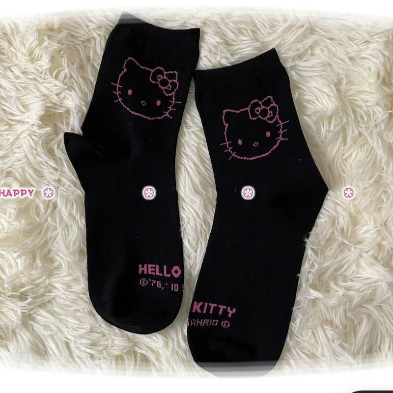 Y2K Hello Kitty Socks for Girls Medium Socks Kawaii Sanrio Hello Kitty Accessories Socks Rosered Black White Sock Women Female