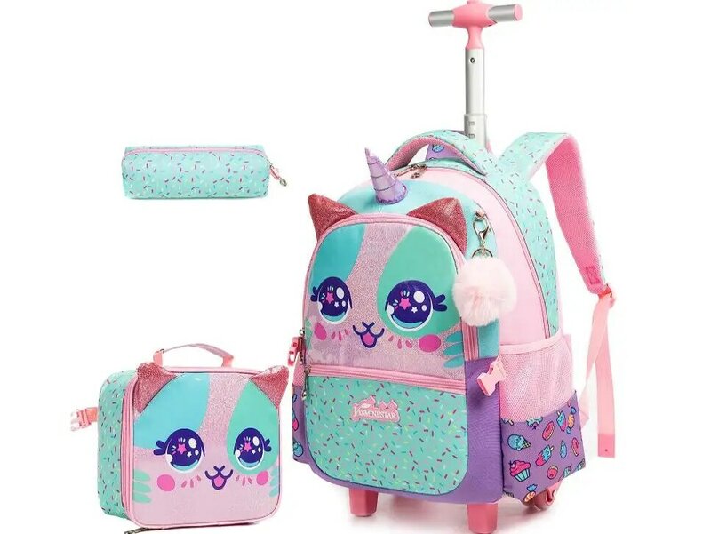 Детские дорожные сумки на колесиках, школьный рюкзак на колесиках, сумка для ланча, школьный рюкзак на колесиках для мальчиков и девочек