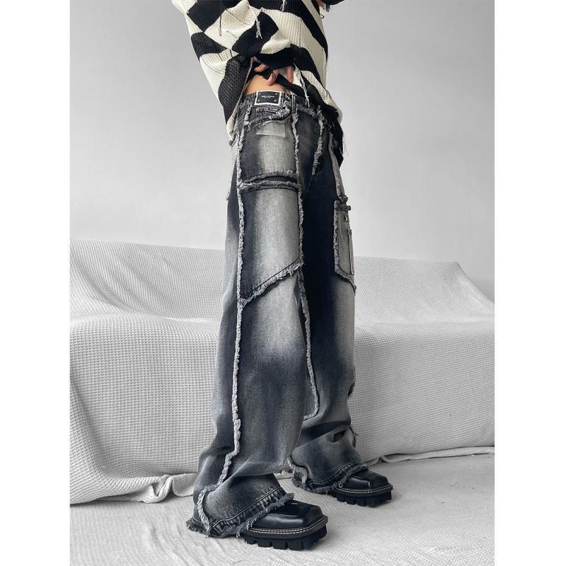 Мужские свободные прямые джинсы, потертые повседневные брюки-карго, модель Y2K на осень и зиму, 2023