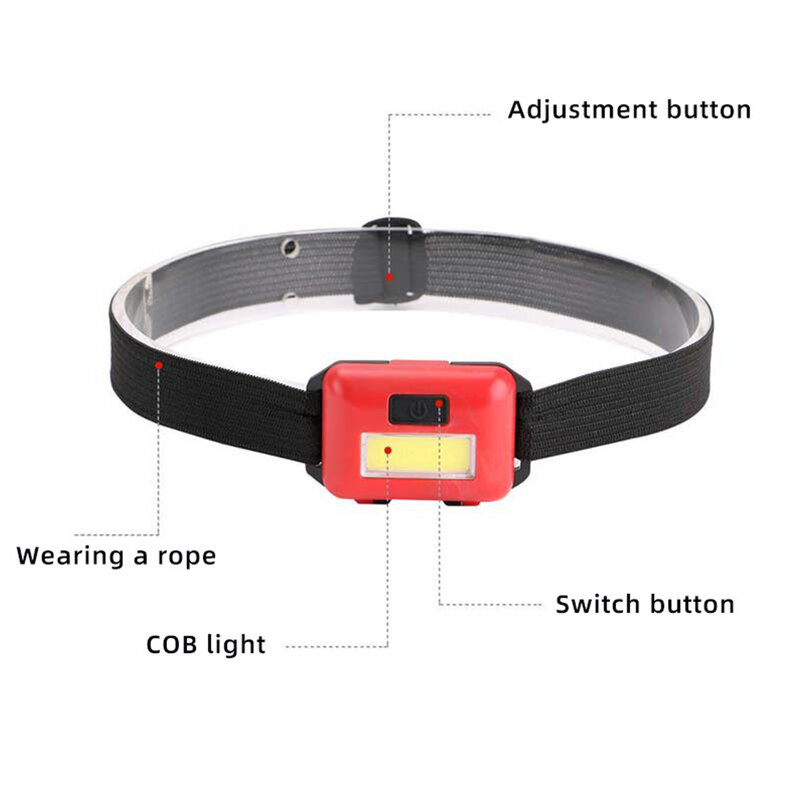 Portable Mini COB Headlights LED Headlamps Waterproof Head Front Light Camping Headlamp with 3 Switch Mode Head Flashlight Torch