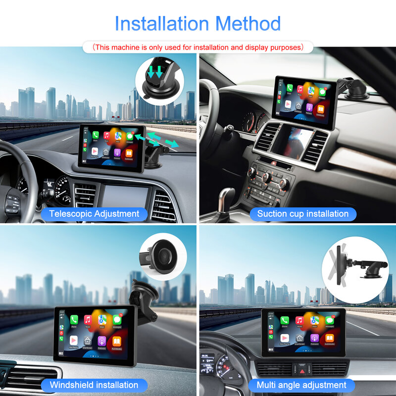 Monitor de carro Android Podofo, câmera do traço, WiFi Carplay, Android Auto GPS, visão noturna, BT Smart Screen Player, 8 ", 4 + 64G